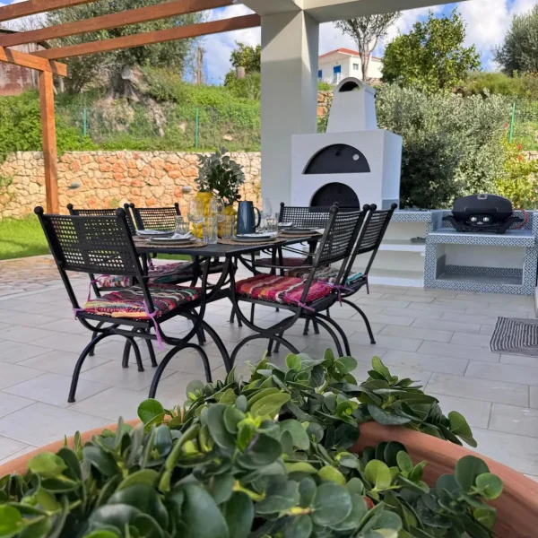 Image depicting the pizza oven and outside dining area